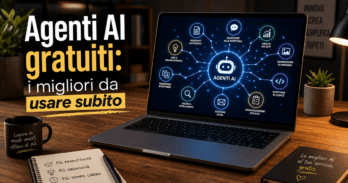 Agenti AI gratuiti i migliori da usare subito senza spendere Schermata con rete di agenti AI gratuiti attivi su laptop moderno senza costi