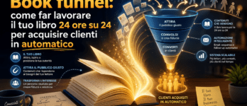 Book funnel: come far lavorare il tuo libro 24 ore su 24 per acquisire clienti in automatico Libro aperto che genera clienti tramite un book funnel per acquisire clienti automatico
