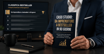 Caso studio da imprenditore a bestseller in 90 giorni con Bruno Editore Caso studio imprenditore bestseller Bruno Editore con libro in mano e classifica Amazon