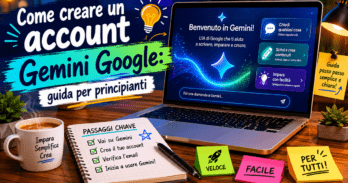 Come creare un account Gemini Google: guida per principianti Schermata di registrazione per creare un account Gemini Google su laptop con interfaccia AI