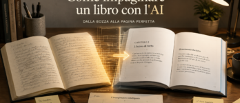 Come impaginare un libro con l'AI: dal manoscritto al file pronto per la stampa Illustrazione che mostra come impaginare un libro con l'AI dal manoscritto al file di stampa