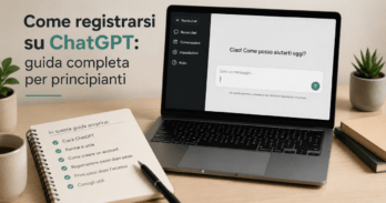 Come registrarsi su ChatGPT guida completa per principianti Guida su come registrarsi su ChatGPT con laptop e interfaccia chat sullo schermo