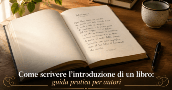 Come scrivere l'introduzione di un libro: guida pratica per autori Come scrivere l'introduzione di un libro: libro aperto su scrivania con testo manoscritto