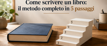 Come scrivere un libro: il metodo completo in 5 passaggi Come scrivere un libro: illustrazione dei 5 passaggi del metodo editoriale per il tuo manoscritto