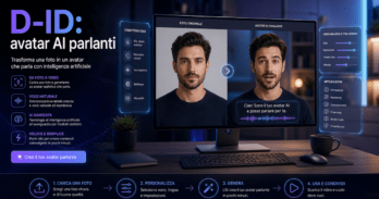 D-ID cos'è la piattaforma per creare avatar AI parlanti Schermata della piattaforma D-ID con avatar AI parlante generato da una fotografia