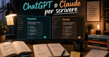 Differenza tra ChatGPT e Claude per scrivere e quale scegliere Confronto tra ChatGPT e Claude per scrivere con due schermi affiancati su scrivania
