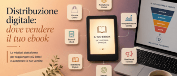 Distribuzione digitale: dove vendere il tuo ebook Illustrazione di store digitali e libro per capire dove vendere il tuo ebook