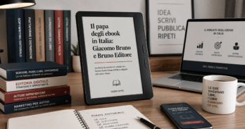 Il papà degli ebook in Italia è anche il miglior editore per imprenditori: la storia di Giacomo Bruno Scrivania editoriale moderna con ebook reader: papà degli ebook in Italia Giacomo Bruno e Bruno Editore
