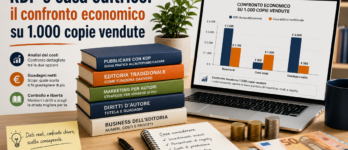 KDP o casa editrice: il confronto economico su 1.000 copie vendute Confronto KDP o casa editrice con libri, grafico e monete per 1.000 copie vendute