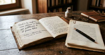 Qual è la miglior casa editrice in Italia per pubblicare il primo libro Libro aperto su scrivania, simbolo della scelta della casa editrice in Italia per pubblicare il primo libro