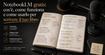 NotebookLM gratis: cos'è, come funziona e come usarlo per scrivere il tuo libro Schermata di NotebookLM gratis con documenti organizzati e funzione audio overview attiva