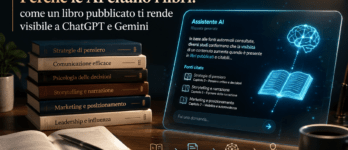 Perché le AI citano i libri: come un libro pubblicato ti rende visibile a ChatGPT e Gemini Libro aperto sotto una luce digitale: perché le AI citano i libri pubblicati