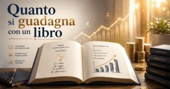 Quanto si guadagna con un libro: royalties, visibilità e clienti reali Immagine che illustra quanto si guadagna con un libro con grafico e monete