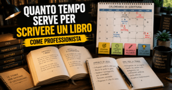Quanto tempo serve per scrivere un libro come professionista Scrivania con manoscritto e calendario per capire quanto tempo serve per scrivere un libro