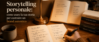 Storytelling personale: come usare la tua storia per costruire un brand autentico Illustrazione di un libro aperto che rappresenta lo storytelling personale per un brand autentico