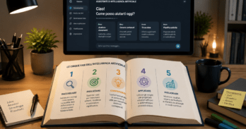 Come strutturare un libro con l'AI: il metodo dei 5 capitoli che funziona davvero Schema visuale per strutturare un libro con l'AI usando il metodo dei 5 capitoli