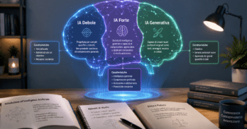 Tipi di intelligenza artificiale IA debole forte e generativa Schema visivo dei tipi di intelligenza artificiale: IA debole, forte e generativa a confronto