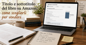 Titolo e sottotitolo del libro su Amazon: come sceglierli per vendere Scrivania con manoscritto e scheda Amazon per scegliere titolo e sottotitolo del libro su Amazon